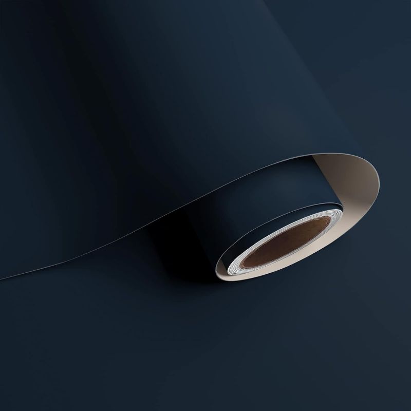 Photo 1 of VaryPaper Navy Blue Vinyl Wallpaper, 32''x354'', Self-Adhesive, Waterproof, Removable, for Bathroom, Bedroom, Kitchen, etc.
