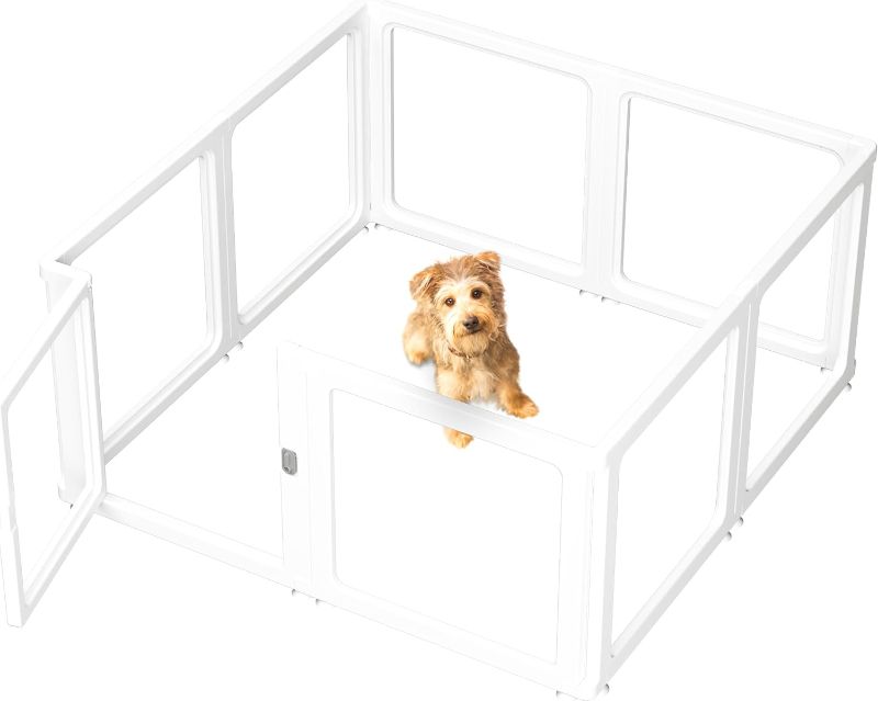 Photo 1 of Dog Playpen with Door Clear Pet Playpen for Indoor Outdoor Easy to Install and Remove Puppy Playpen for Dogs, Cats, Bunnies, Pigs, 8 Panels
