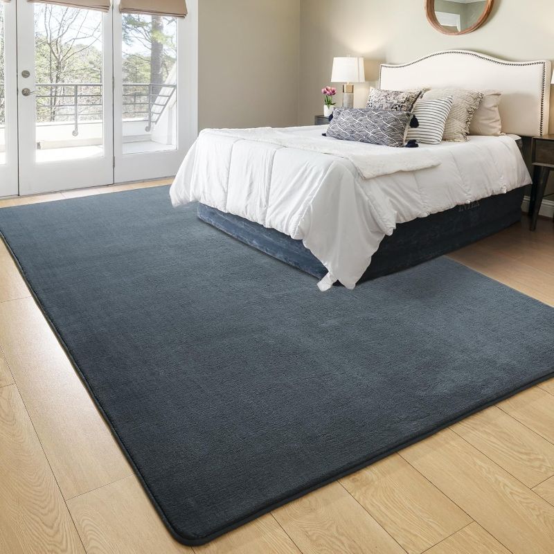 Photo 1 of junovo Ultra Soft Carpet for Bedroom, 6x9ft Shaggy Rugs for Living Room, Fluffy Modern Rugs for Dorm, Memory Foam Indoor Carpet for Bedside Kids Room Nursery Home Decor, Grey
