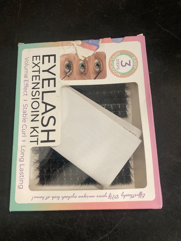 Photo 1 of Vznffur Fluffy Lash Extension Kit 182Pcs Thick Eyelash Extension Kit 10-18mm Volume Cluster Lashes Set with Bond and Seal Tweezers Cluster Remover (150D&200D Kit)