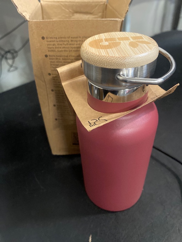 Photo 1 of Bambaw 12 oz Insulated Water Bottle with Handle, Wide Mouth Insulated Water Bottle Red, Stainless Steel Water Bottle, Metal Water Bottle Double Wall Insulated, Small Water Bottle Reusable – Red Berry