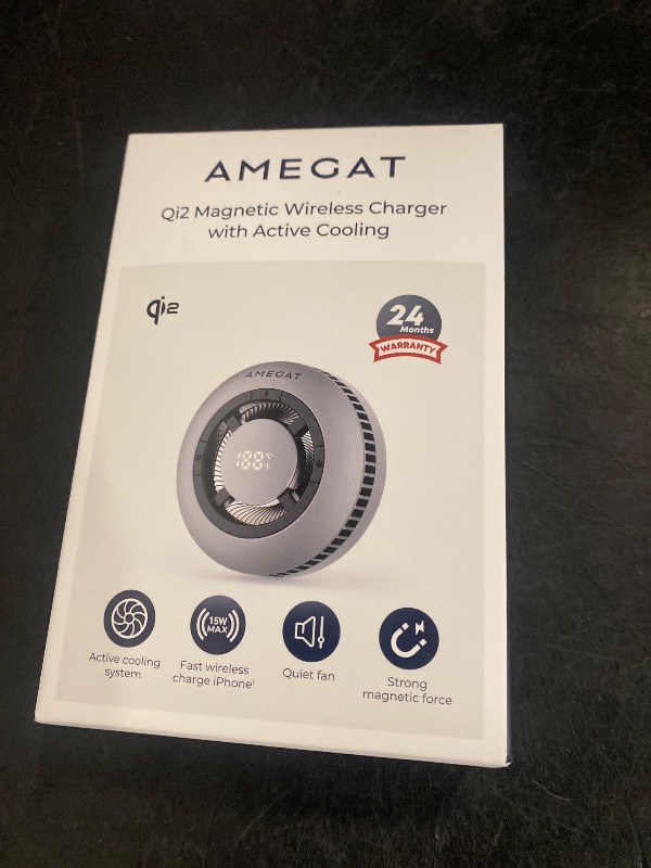 Photo 1 of AMEGAT Wireless Charging Pad, Qi2 Certified Charger 15W Ultra-Fast Charging with Cooling System, Phone Cooler for Gaming Compatible with MagSafe, Magnetic Charger for iPhone 16/15/14/13/12 Series