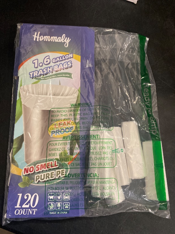 Photo 1 of 1.6 Gallon 120 pcs (Fit 1.3-1.6 Gal)Small Clear Trash Bags, Strong 1.3 Gallon1.5 Gallon 1.6 gallons Garbage Bags, Bathroom Trash Can Bin Liners, Mini Bags for Office, Waste Basket Liner,Fit 5-6 Liters