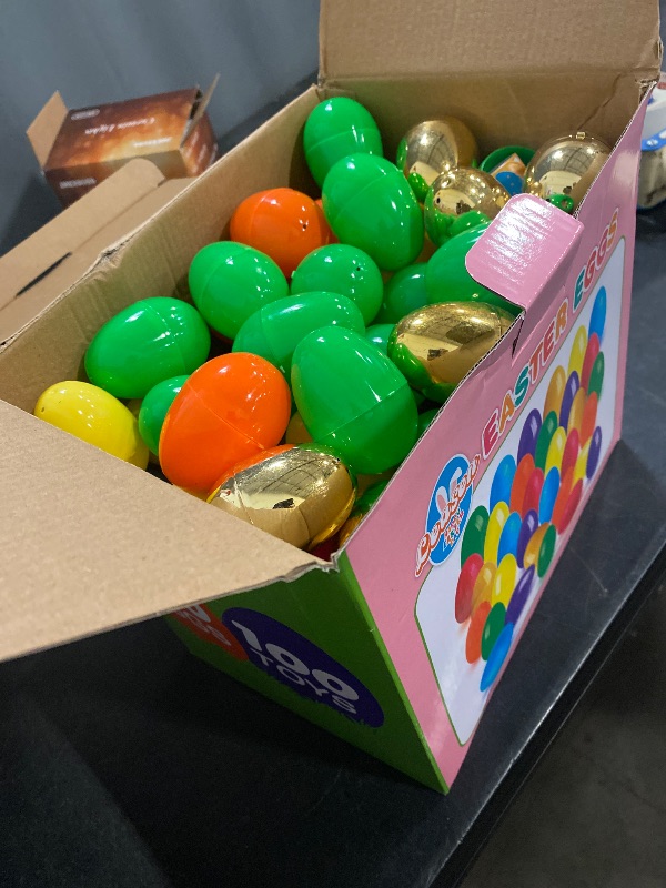 Photo 1 of LEASEN 100 Pcs Prefilled Easter Eggs Filled with Toys Inside for Kids, Easter Egg Hunt, Basket Stuffers Fillers, Filled with Toys Party Favors for Boys Girls, Classroom Prize Supplies