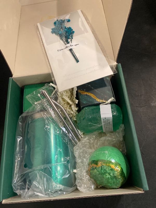 Photo 1 of Green Gifts for Women, Emerald Gift Basket for Mom from Daughter Son, Luxury Relaxing Spa Self Care Box, Unique Birthday Christmas Valentines Mothers Day
