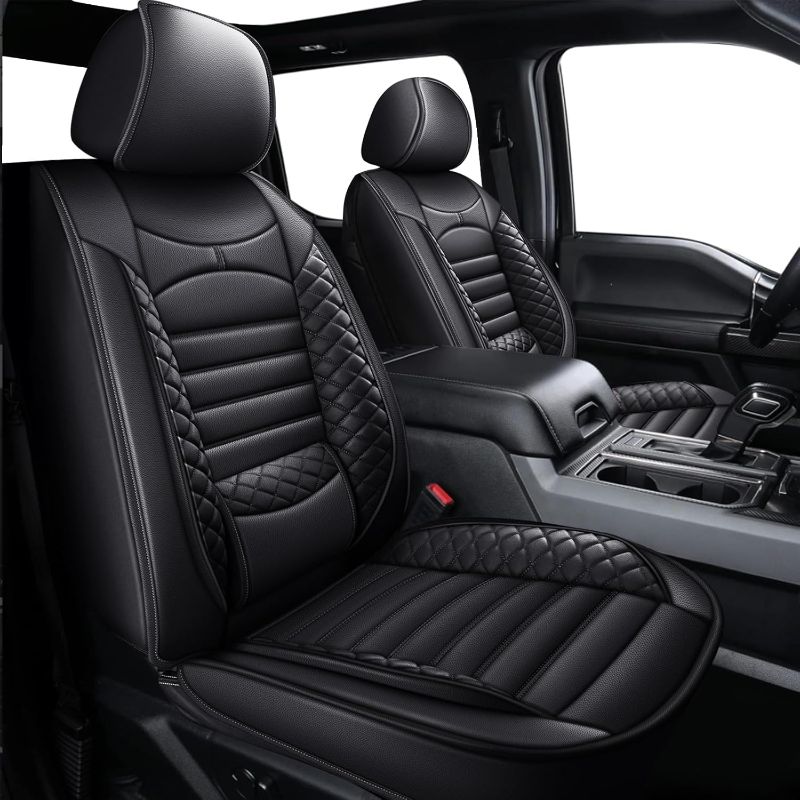 Photo 1 of Seat Covers for Ford F150 2002-2019 - F250/F350/F450 2017-2025: 5 Seat Full Set Faux Leather Truck Seat Covers Car Cushion (5 Seats,Black)
