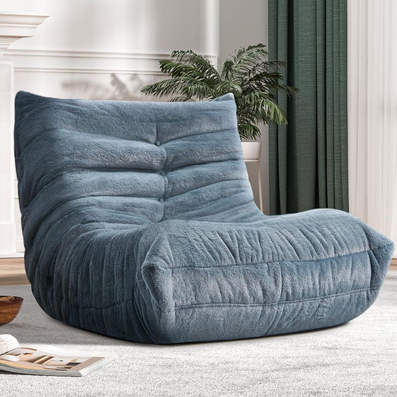 Photo 1 of Bean Bag Chair Big Sofa Beanbag Chair for Adults Fireside Chair Bean Bag Lounger with Memory Foam Filled for Home,Apartment or Gaming Venue(Grey Plush)
