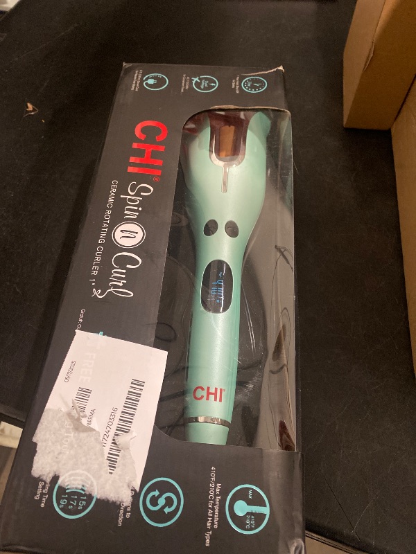 Photo 1 of CHI Spin N Curl, Curling Iron For Healthy & Shiny Effortless Curls & Waves, Provides Preset Temperature Settings For Each Hair Texture, Mint Green