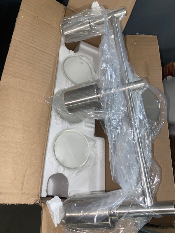 Photo 1 of Indoi 2023 Upgrade 3-Light Brushed Nickel Bathroom Vanity Light Fixtures, Clear Glass Shade Wall Sconces for Mirror, Bedroom, Living Room, Hallway