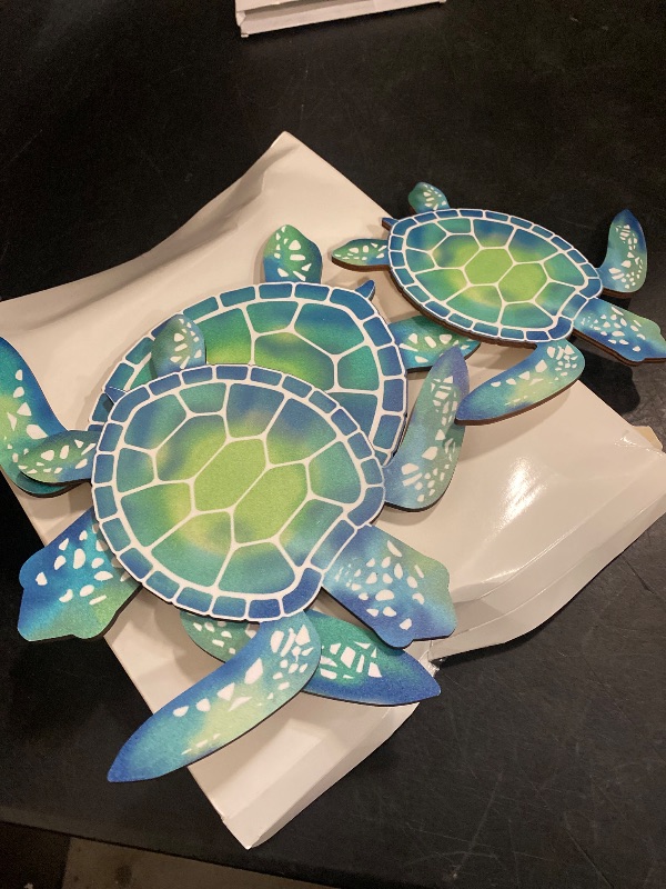 Photo 1 of Bucherry 3 Sizes Wooden Sea Turtle Wall Decor Turtle Wall Art Beach Theme Art Decorations Vintage Coastal Ornaments for Pool Home Lake House Bathroom Garden Indoor Outdoor(Blue Green)