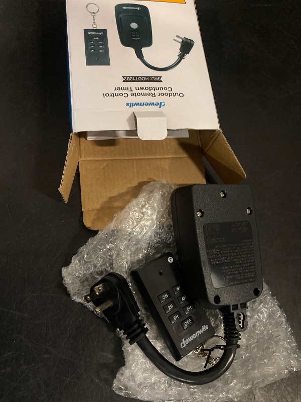 Photo 1 of DEWENWILS Light Sensor Timer Waterproof, Plug in Timer Switch, 100 ft Range Remote Control with 2 Grounded Electrical Outlets for Outdoor String Lights, 15A 1/2HP UL Listed