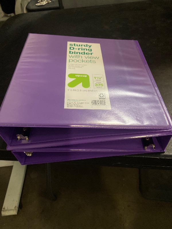 Photo 1 of 3PACK- 1.5" 3 Ring Binder Clear View Purple - up&up™: D Rings, 375 Sheet Capacity, 4 Internal Pockets, Cardboard & Polypropylene
