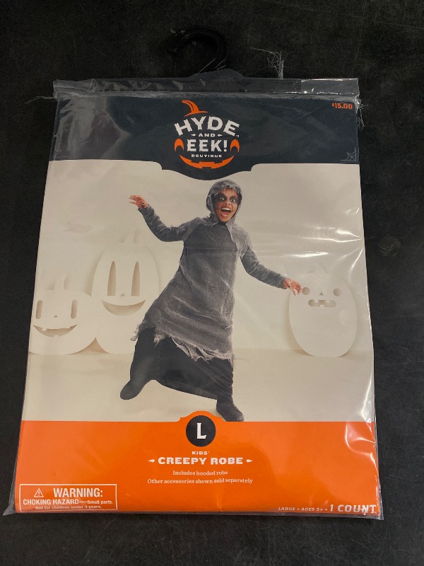 Photo 1 of LARGE- Boys Hyde and Eek CREEPY Robe Ghoul Zombie Halloween Costume Size Sm M Lar NWT
