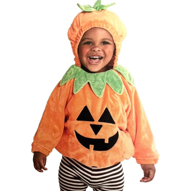 Photo 1 of 12-18M- Infant Toddler Girls Plush Pumpkin Hooded Pullover Halloween Costume