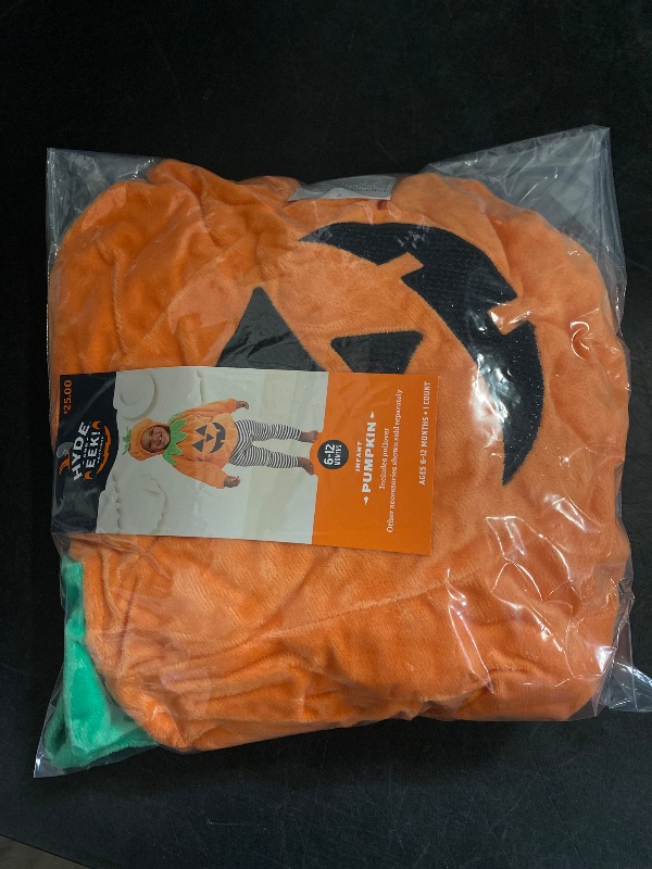 Photo 1 of 6-12M- Infant Toddler Girls Plush Pumpkin Hooded Pullover Halloween Costume