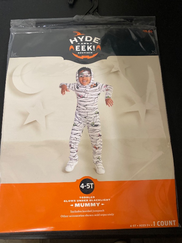 Photo 1 of 4-5T-Toddler Hyde & EEK Glows MUMMY Halloween Costume Jumpsuit Size