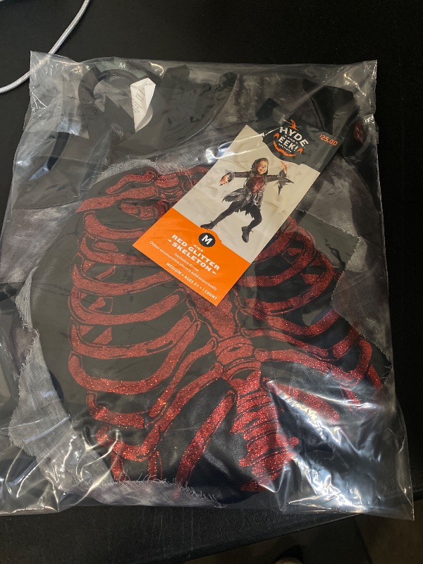 Photo 1 of MEDIUM- Girls Hyde & Eek Red Glitter SKELETON Dress Halloween Costume