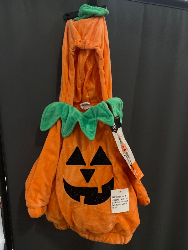 Photo 1 of 6-12M- Infant Toddler Girls Plush Pumpkin Hooded Pullover Halloween Costume
