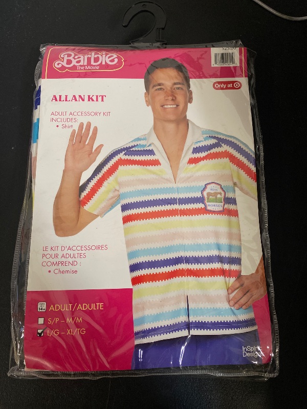 Photo 1 of LARGE- Mens Barbie the Movie Allan Kit Shirt Halloween Costume