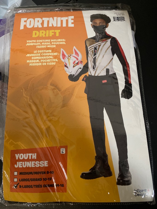 Photo 1 of XL(14-16) Kids' Fortnite Drift Variant Halloween Costume Jumpsuit with Mask
