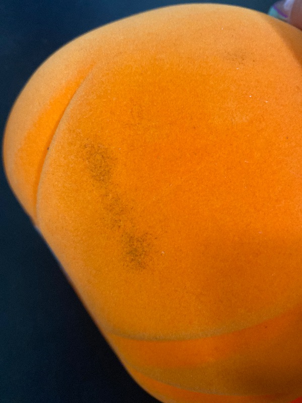 Photo 1 of 2- Plastic Flocked Pumpkin Neon Orange Halloween Decorative Figurine - Hyde & EEK