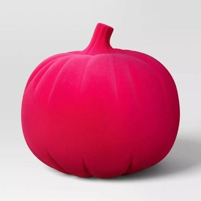 Photo 1 of 2- Plastic Halloween Flocked Decor Neon Pink Pumpkin - Hyde & EEK! Boutique