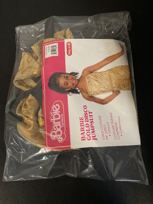 Photo 1 of MEDIUM 7-8 InSpirit Designs Girls Gold Disco Barbie Jumpsuit Halloween Costume