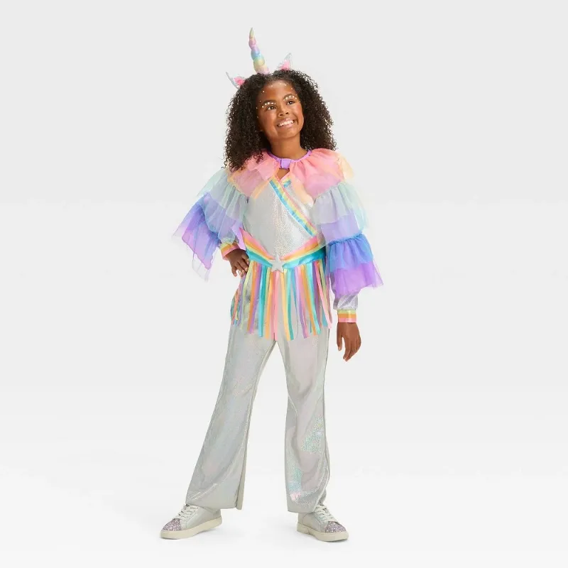 Photo 1 of MEDIUM 7/8 Kids Rock tar Unicorn Halloween Costume Jumpsuit - Hyde & EEK