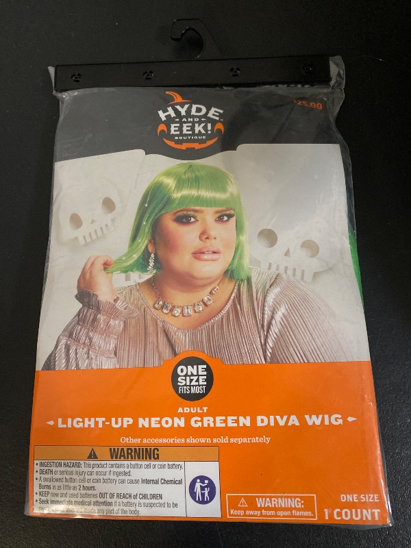 Photo 1 of Adult  Hot Neon Green Bob Halloween Costume Wig - Hyde & EEK