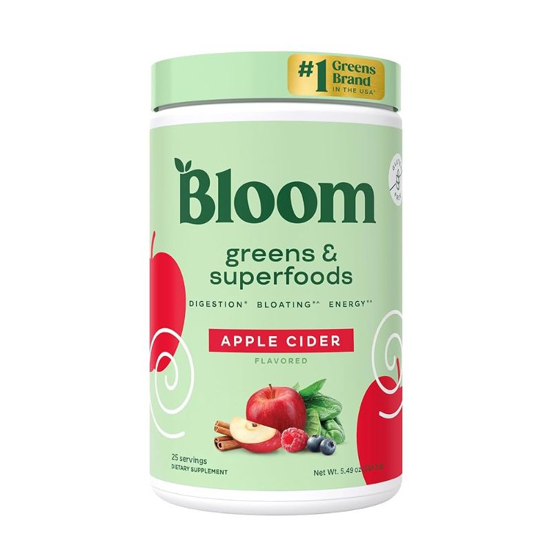 Photo 1 of Bloom Nutrition Superfood Greens Powder, Digestive Enzymes with Probiotics and Prebiotics, Gut Health, Bloating Relief for Women, Chlorella, Green Jui
