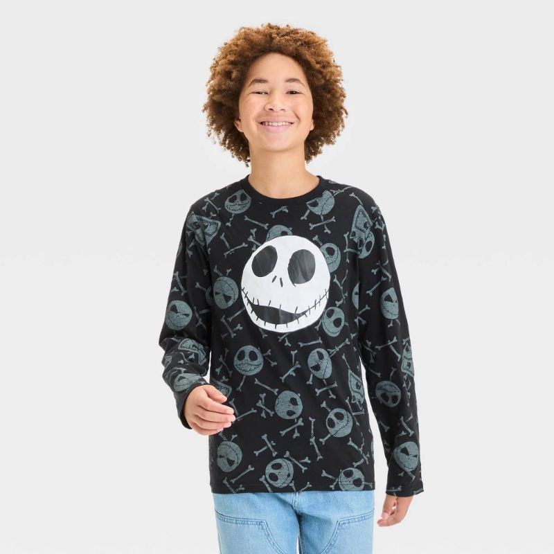 Photo 1 of SIZE SMALL- Boys' the Nightmare Before Christmas Jack Long Sleeve Graphic T-Shirt - Black S