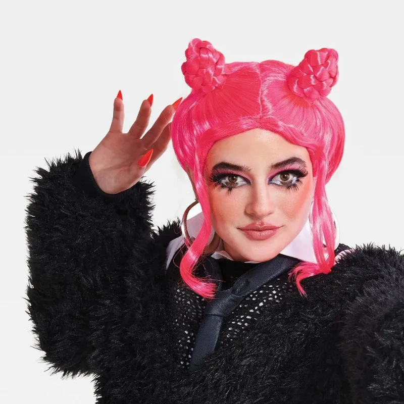 Photo 1 of Adult Pink Side Buns Halloween Costume Wig - Hyde & EEK! Boutique