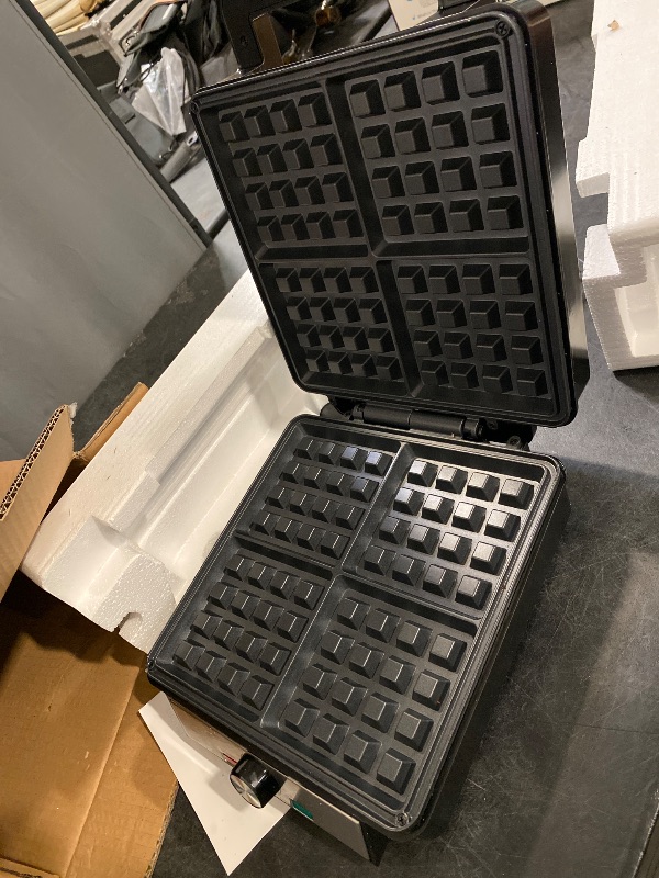 Photo 1 of FOHERE Belgian Waffle Maker 4 Slices, 1200W Square Waffle Iron, 5 Browning Levels, Nonstick Plates, Cool-touch Handle, Anti-scald, Anti-overflow, Indicator Lights, Recipe, White (Large)
