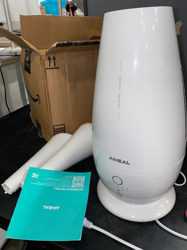 Photo 1 of Humidifiers for Bedroom Large Room Home, 5L Top Fill Cool Mist Ultrasonic Humidifier for Baby Plants, Smart Humidistat Mode, Essential Oil Diffuser, Sleep Mode, Auto Off and Ultra Quiet, White
