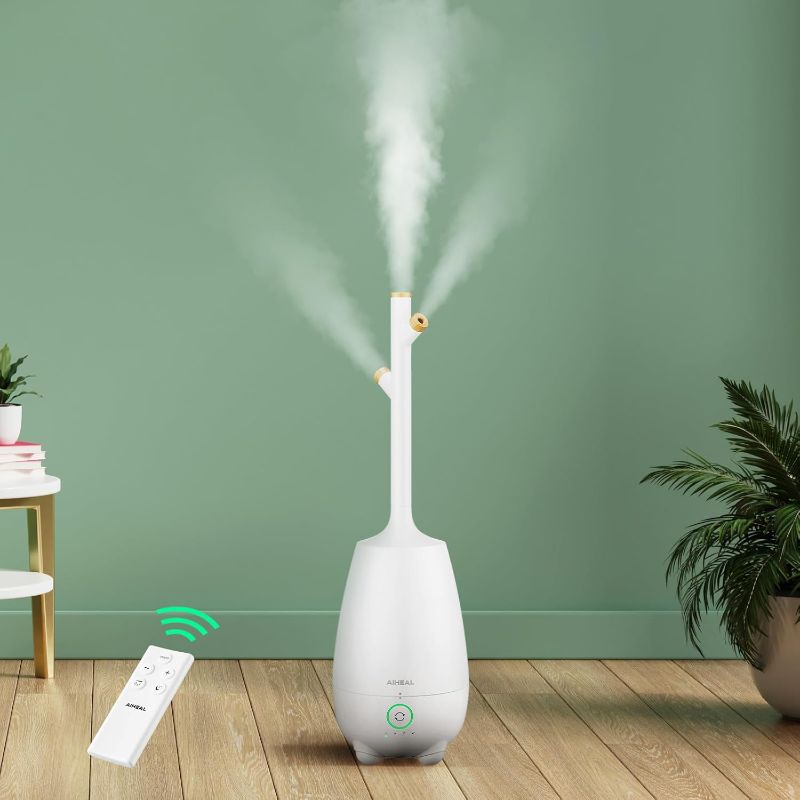 Photo 1 of Humidifiers for Bedroom Large Room Home, 5L Top Fill Cool Mist Ultrasonic Humidifier for Baby Plants, Smart Humidistat Mode, Essential Oil Diffuser, Sleep Mode, Auto Off and Ultra Quiet, White
