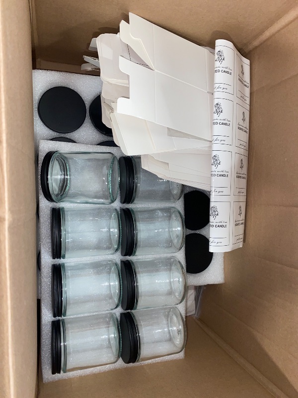 Photo 1 of 24 Pack, 8 OZ Thick Glass Jars with Metal Lids, Clear Round Candle Making Jars,Empty Food Storage Containers, Mason Canning Jar For Spice, Powder, Liquid, Sample, Lotion, Cosmetic,Dishwasher Safe
