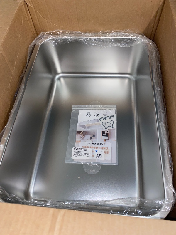 Photo 1 of Stainless Steel Litter Box with Handle?Metal Cat Litter Box with High Sided for Big and Small Cats, Kitty Litter Boxes, Non-Stick, Easy to Clean, Odor-Free, Small Cats Toilet
