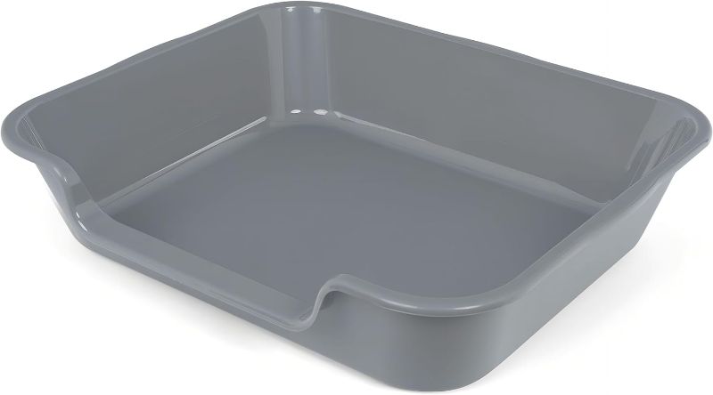 Photo 1 of 1 Pack of Extra Large Cat Litter Box (ABS Material), Low Entry Senior Litter Pen for Geriatric Kitty Big Cats, Jumbo Pet Safe Litter Boxes Tray for Indoor Pets Potty (Gray, 24" L x 20" W)

