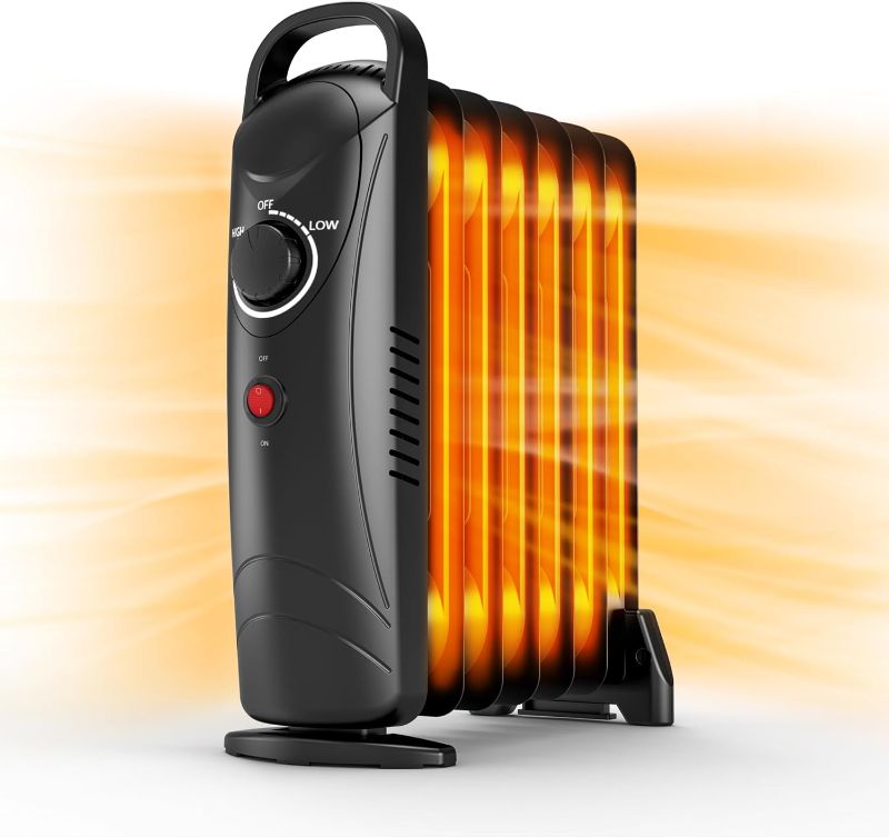 Photo 1 of Air Choice Oil Filled Radiator Heater, 700W With Adjustable Thermostat, Overheat Protection, Portable Mini Electric Space Heater, 2 Heat Settings, Quiet & Durable for Indoor Use
