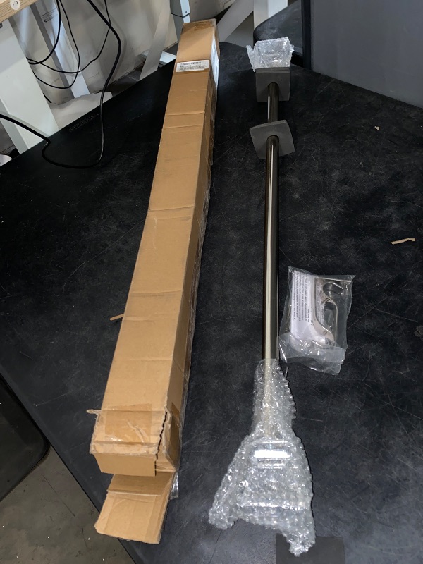 Photo 1 of Window Curtain Rod, Window Treatment Rod Set, 48 to 84 Inch Acrylic Curtain Rod With Crystal Diamond Finials, Apply to Bathroom Kitchen Bedroom Window, Pewter
