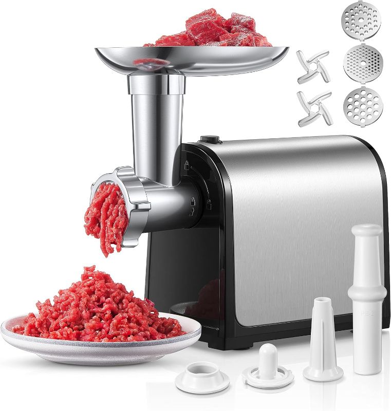 Photo 1 of (FOR PARTS ONLY) Electric Meat Grinder, 3200W Max Meat Grinders for Home Use, HOUSNAT 3 in 1 Heavy Duty Meat Mincer with 2 Blades and 3 Plates, Sausage Stuffer Tube & Kubbe Kit, Stainless Steel
