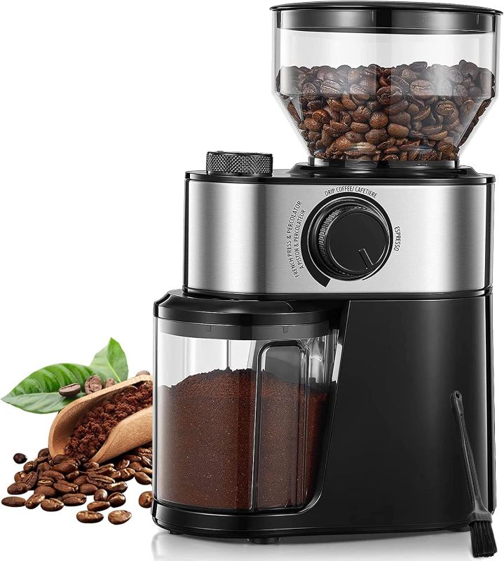 Photo 1 of Electric Burr Coffee Grinder, FOHERE Coffee Bean Grinder with 18 Precise Grind Settings, 2-14 Cup for Drip, Percolator, French Press, Espresso and Turkish Electric Coffee Makers, Black
