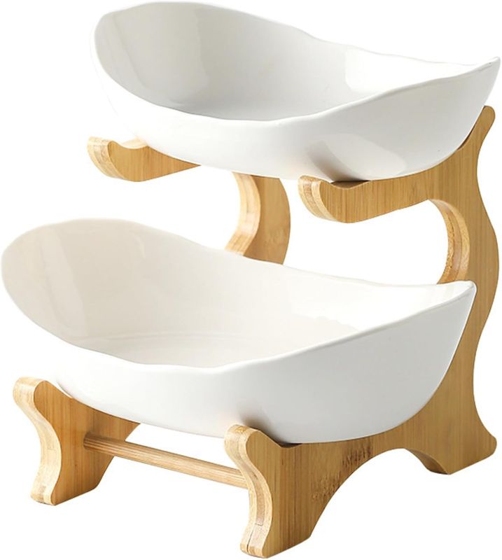 Photo 1 of 2 Tier Fruit Bowl for Kitchen Counter Fruit and Vegetable Storage Tiered Fruit Bowl,2 Tier Fruit Basket for Kitchen Counter, 2 Tiered Fruit Tray Stand
