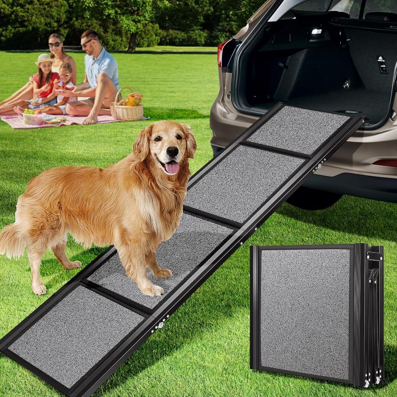 Photo 1 of Dog Ramp for Car, Stairs, 71" x 20" Extra Long & Wide Folding Dog Ramp with Anti-Slip Soft Surface for Medium or Large Dogs Get on a Bed, SUV Car & Truck, Up to 200 LBS