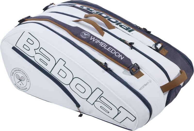 Photo 1 of Babolat Pure Racquet Holder x12 Wimbledon Tennis Bag (White/Grey)
