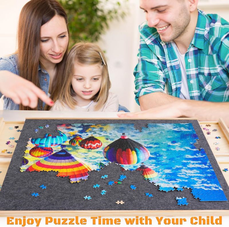 Photo 1 of 1500 Piece Rotating Puzzle Board with 4 Drawers, 27"x36" Wooden Jigsaw Puzzle Table with Cover, Portable Puzzle Board for Adults Kids Seniors
