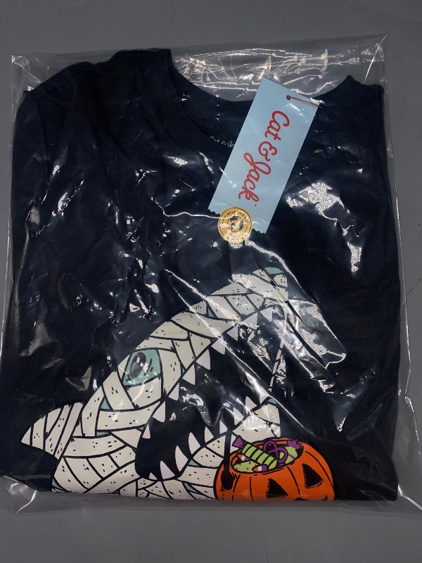 Photo 1 of LARGE 10/12 Boys' Long Sleeve Halloween Mummy Shark Graphic T-Shirt - Cat & Jack  Charcoal Gray