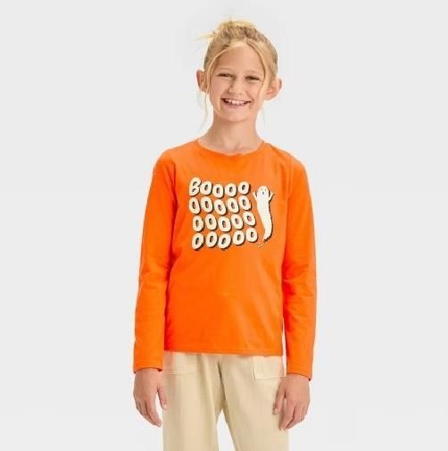 Photo 1 of SMALL 6/7 Girls Cat & Jack "BOO BOO BOO" Ghost Halloween T-Shirt