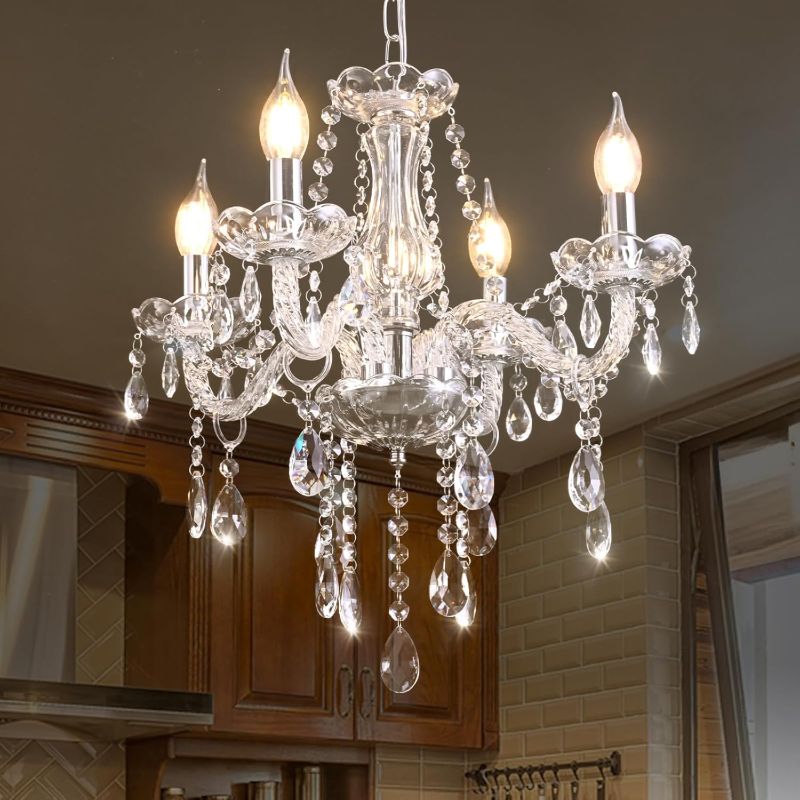 Photo 1 of  Clear Mini Crystal Chandeliers,Vintage Small Candle Chandelier,Bedroom Chandelier for Living Room,Dining Room,Closet,Wedding Decoration