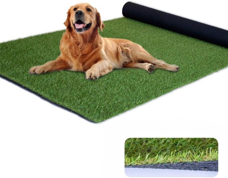 Photo 1 of 0.8 Inch  Height Artificial Grass 3FT x 10FT Customizable Flame Retardant UV Resistant Synthetic Grass Indoor Balcony, Entrance Decor Green Fake Turf Carpet